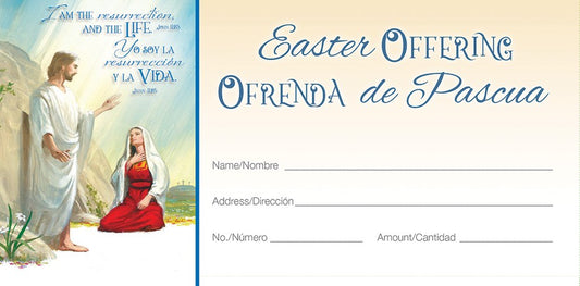 Offering Enveleope-Easter-Bilingual-I Am The Resurrection John 11:25  KJV (Pack of 100)