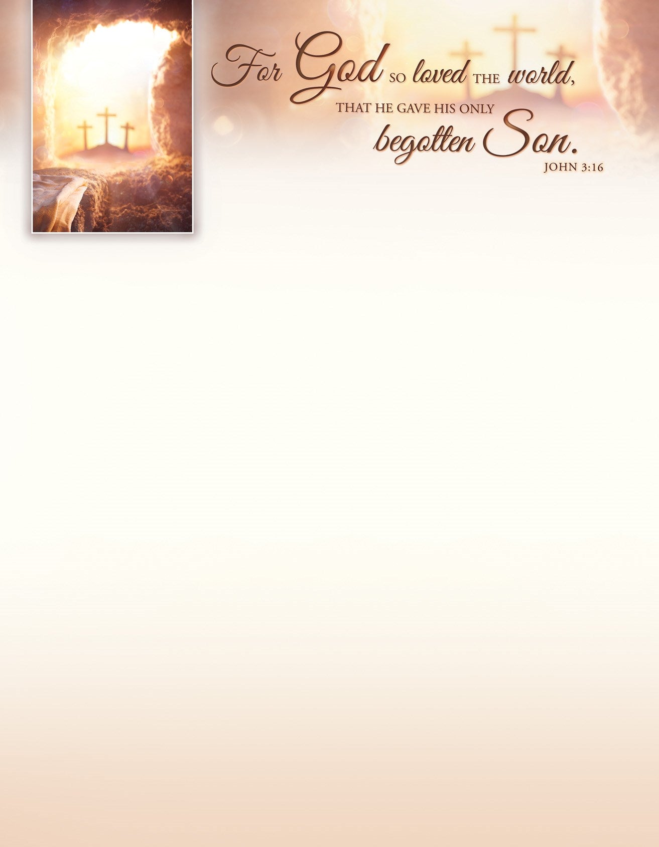 Letterhead-Easter-For God So Loved The World John 3:16 KJV (Pack of 100)