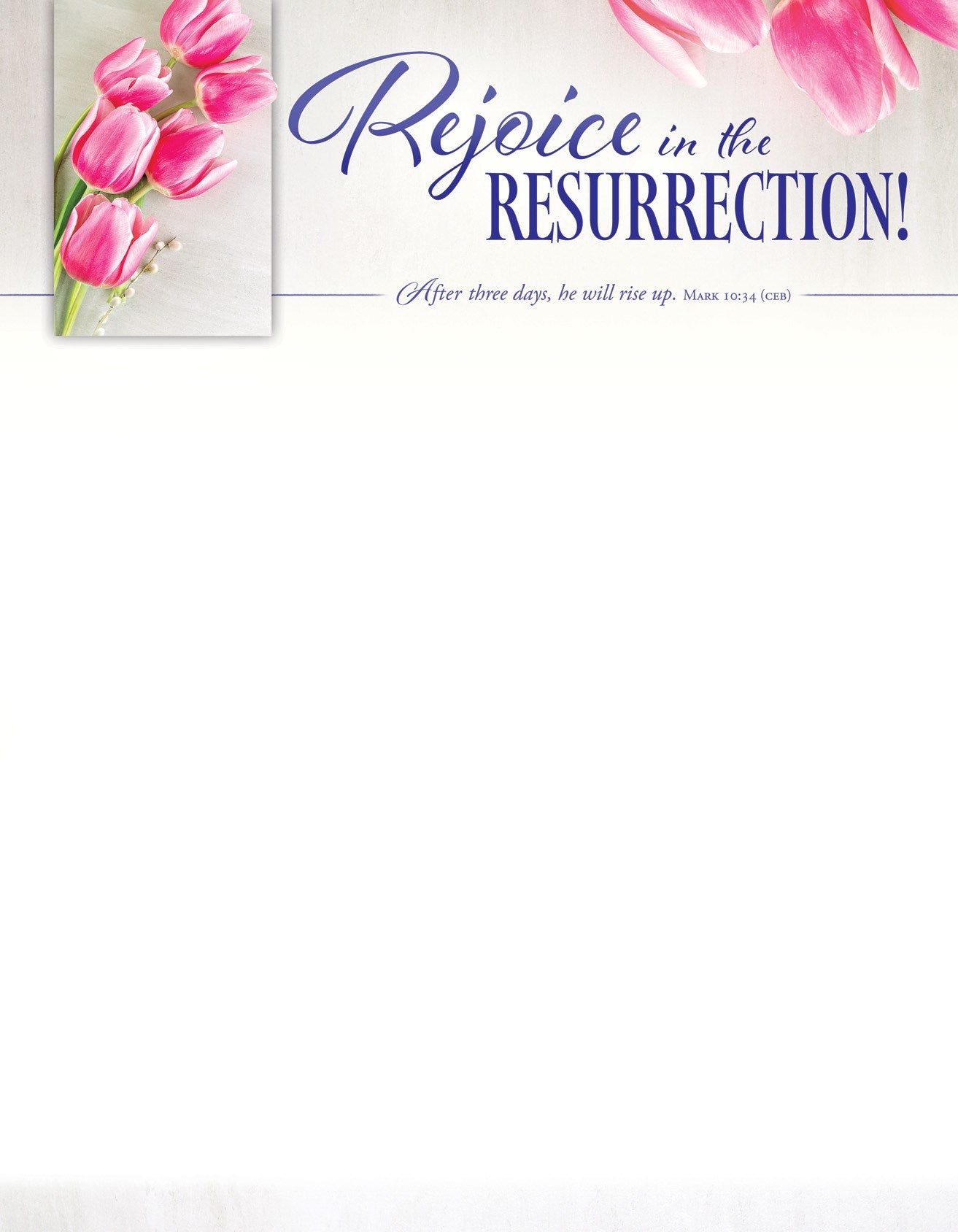 Letterhead-Easter-Rejoice In The Resurrection  Mark 10:34 CEB (Pack of 100)