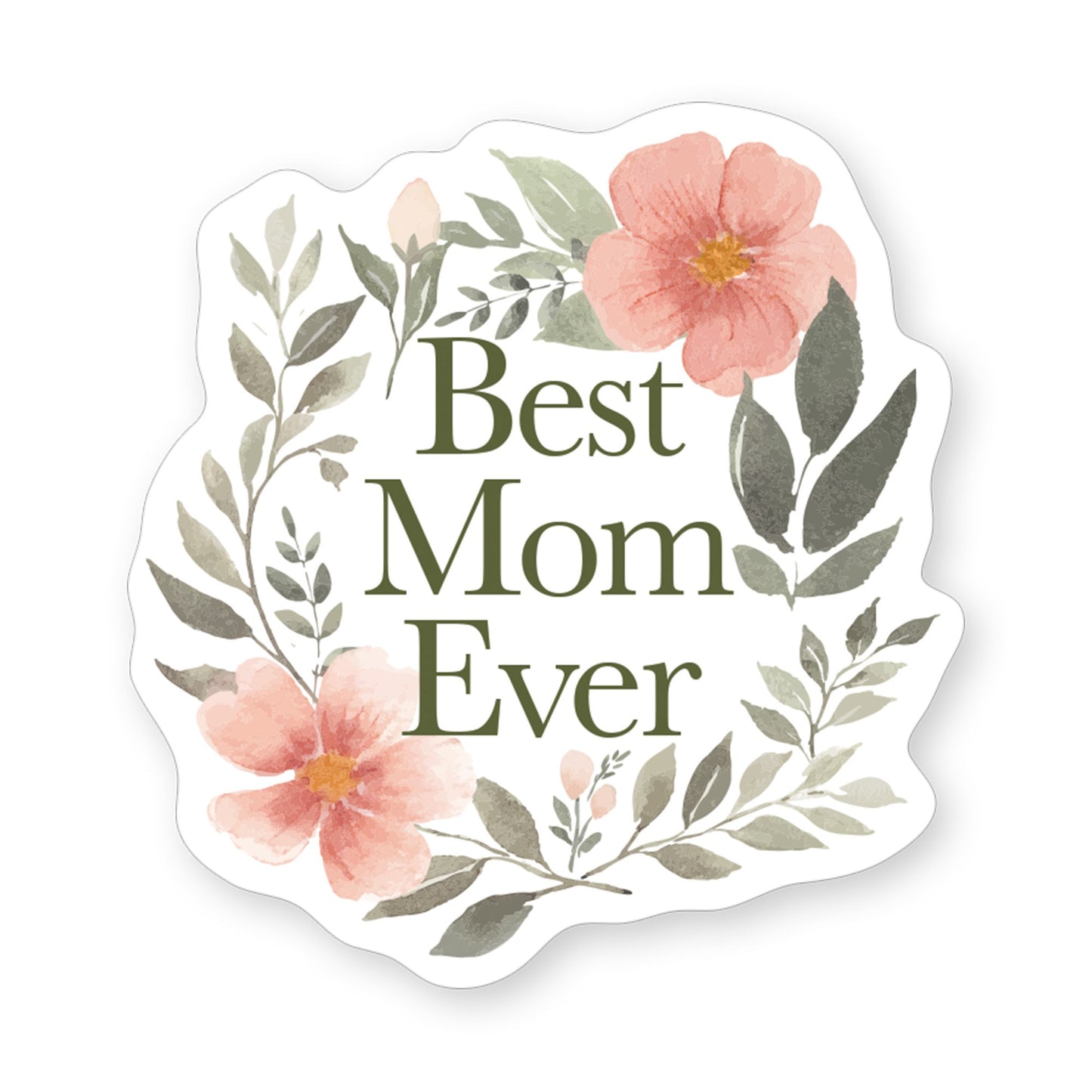 Sticker-Best Mom Ever Floral PER (2.5"" x 3.5"")