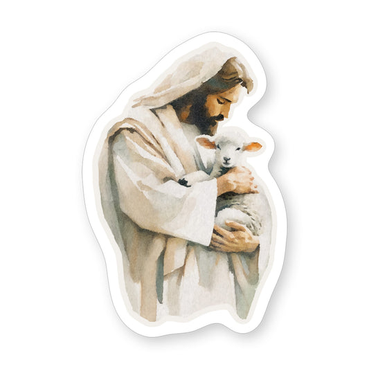 Sticker-Jesus Holding Lamb (2.5"" x 3.5"")