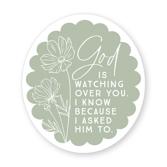 Sticker-God Watching Flowers (2.5"" x 3.5"")