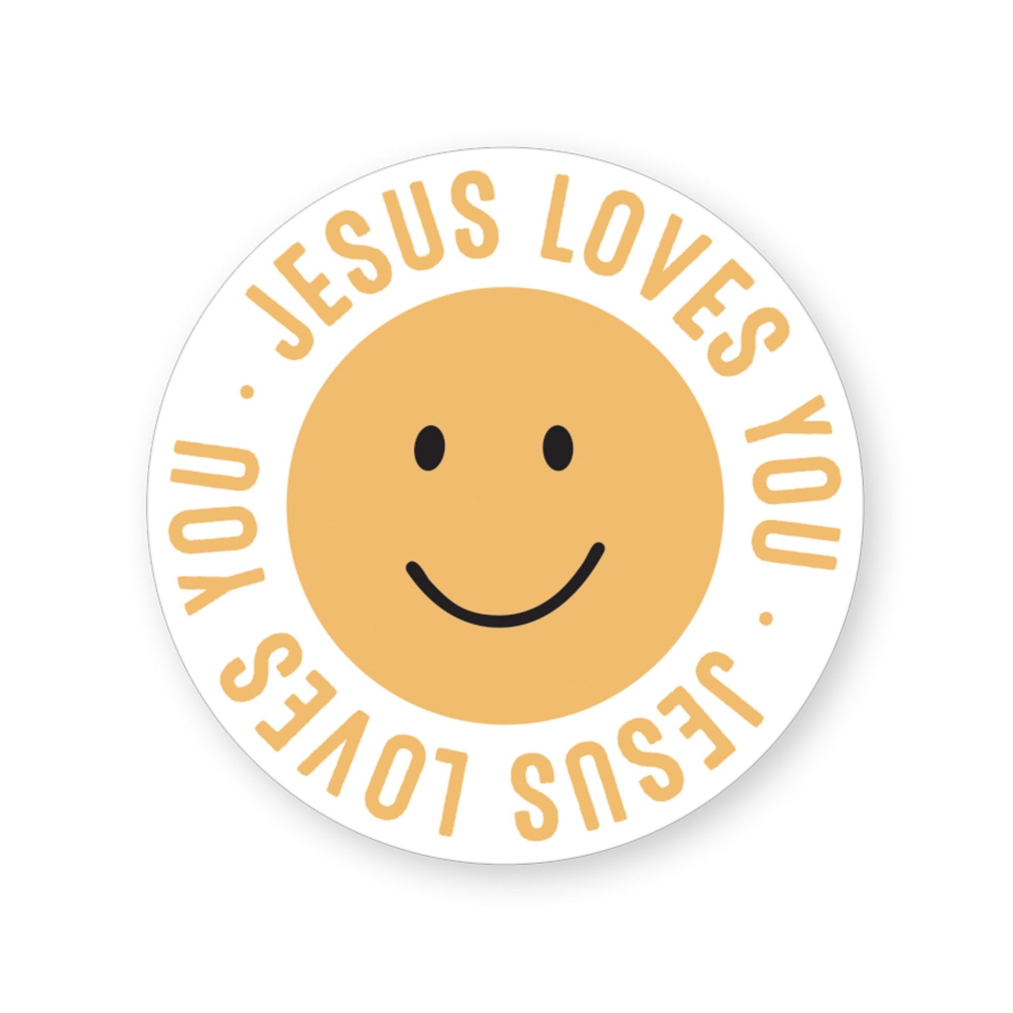 Sticker-Jesus Loves You Smiley (2.5"" x 3.5"")