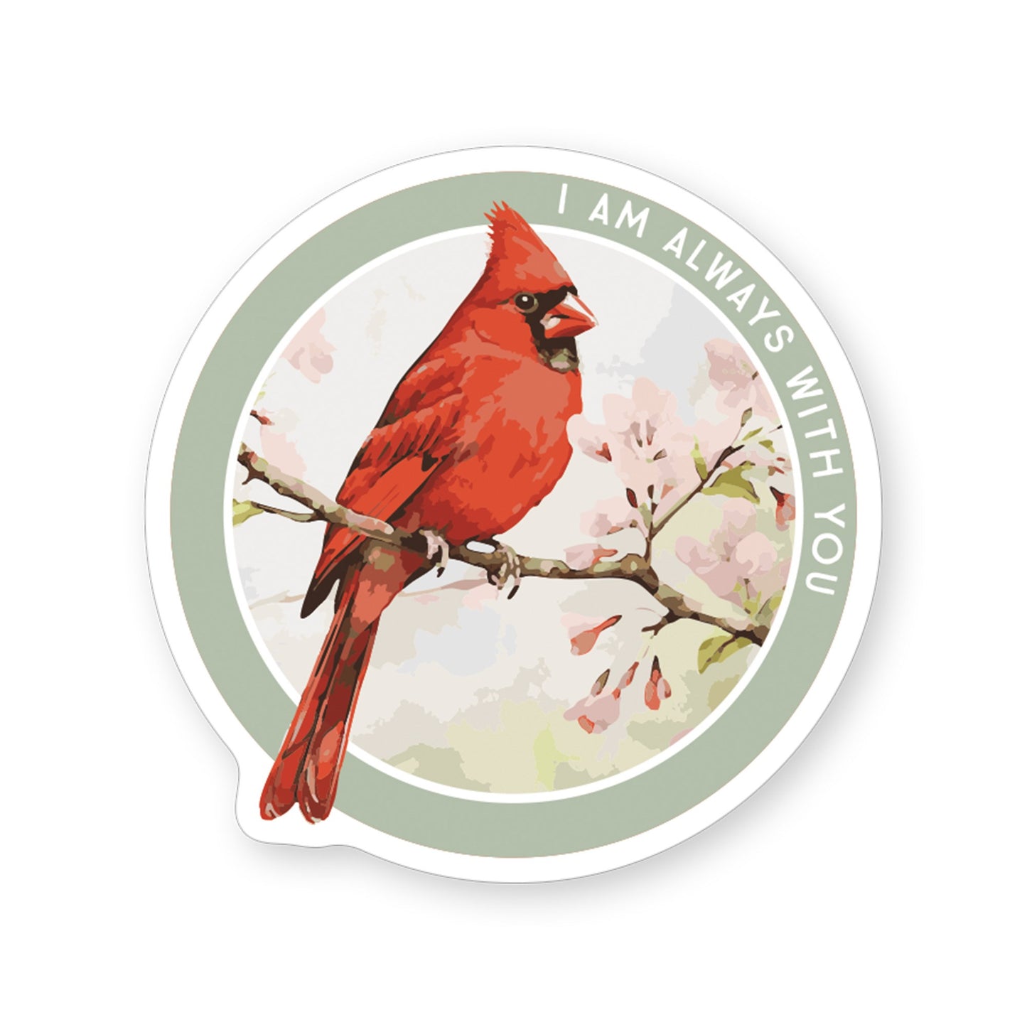 Sticker-With You Cardinal Circle (2.5"" x 3.5"")