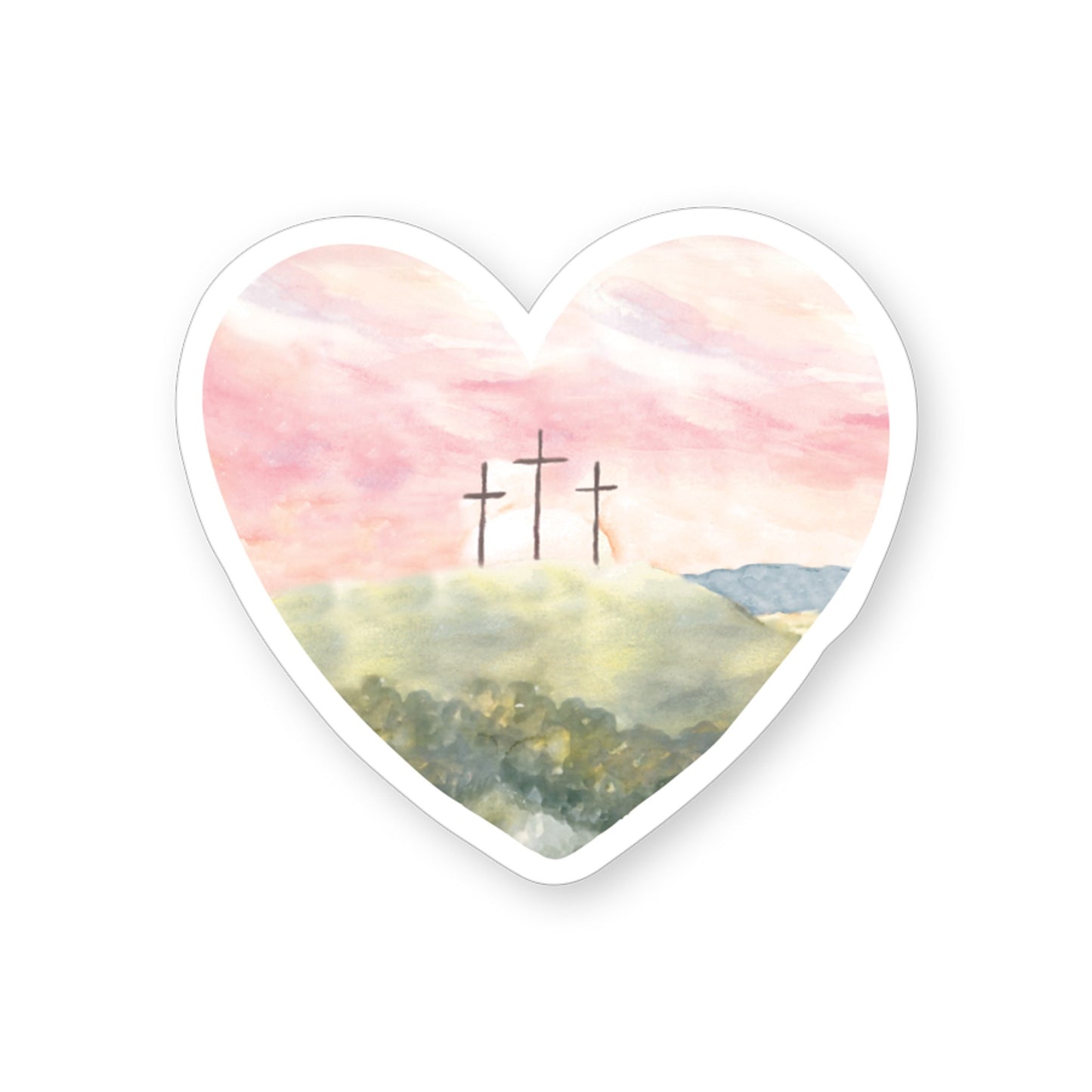 Sticker-Sunrise Crosses Heart (2.5"" x 3.5"")