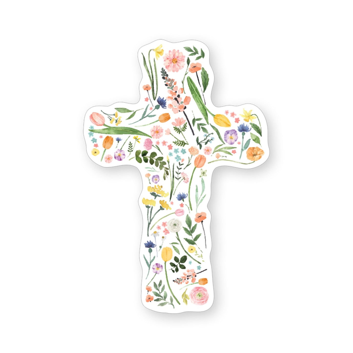 Sticker-Floral Cross (2.5"" x 3.5"")