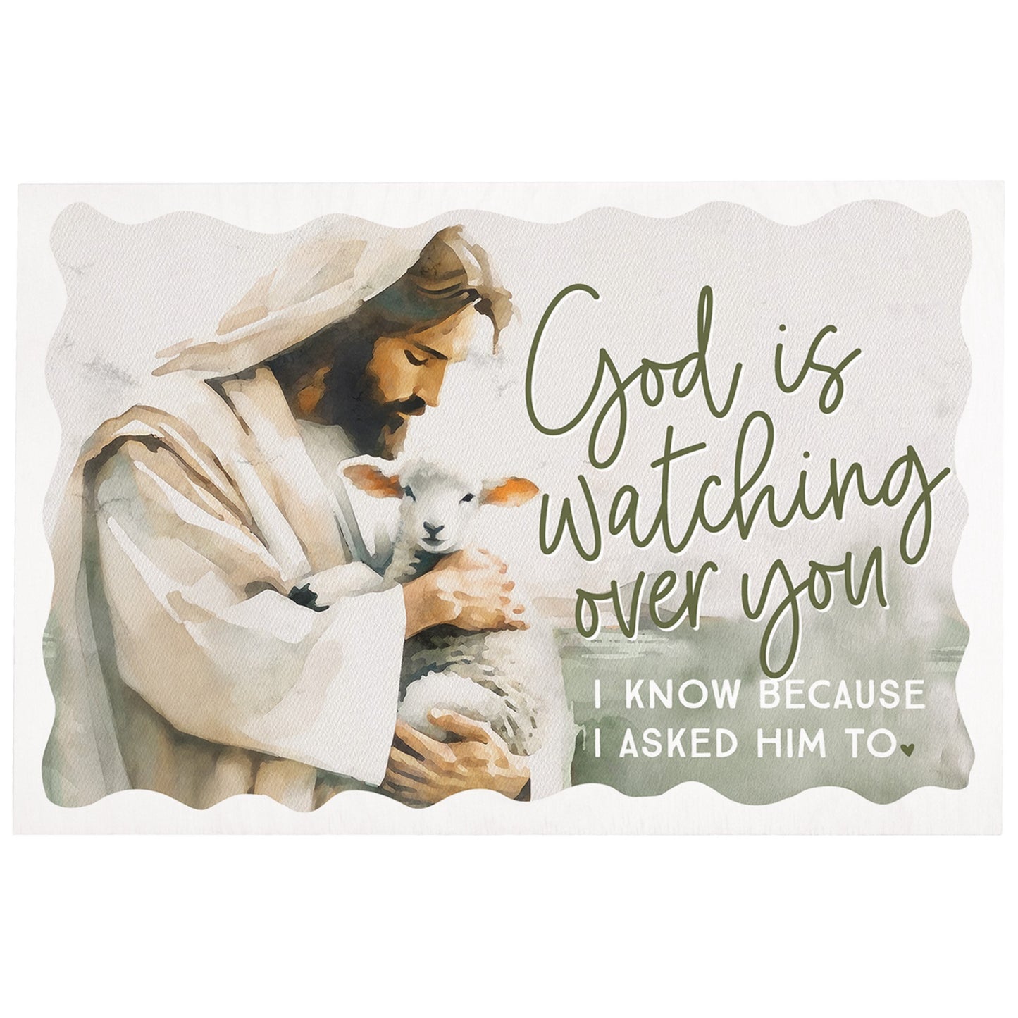 Wooden Postcard-God Watching Lamb (4"" x 6"")