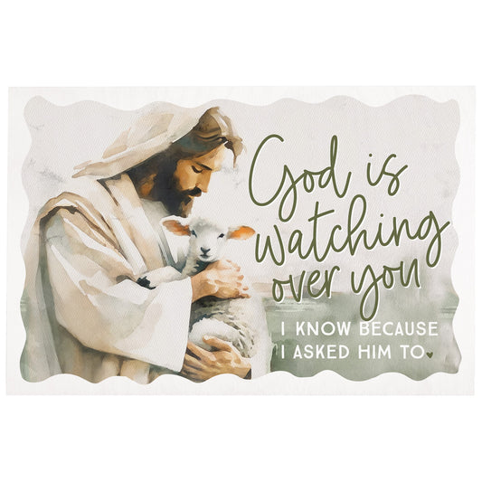 Wooden Postcard-God Watching Lamb (4"" x 6"")