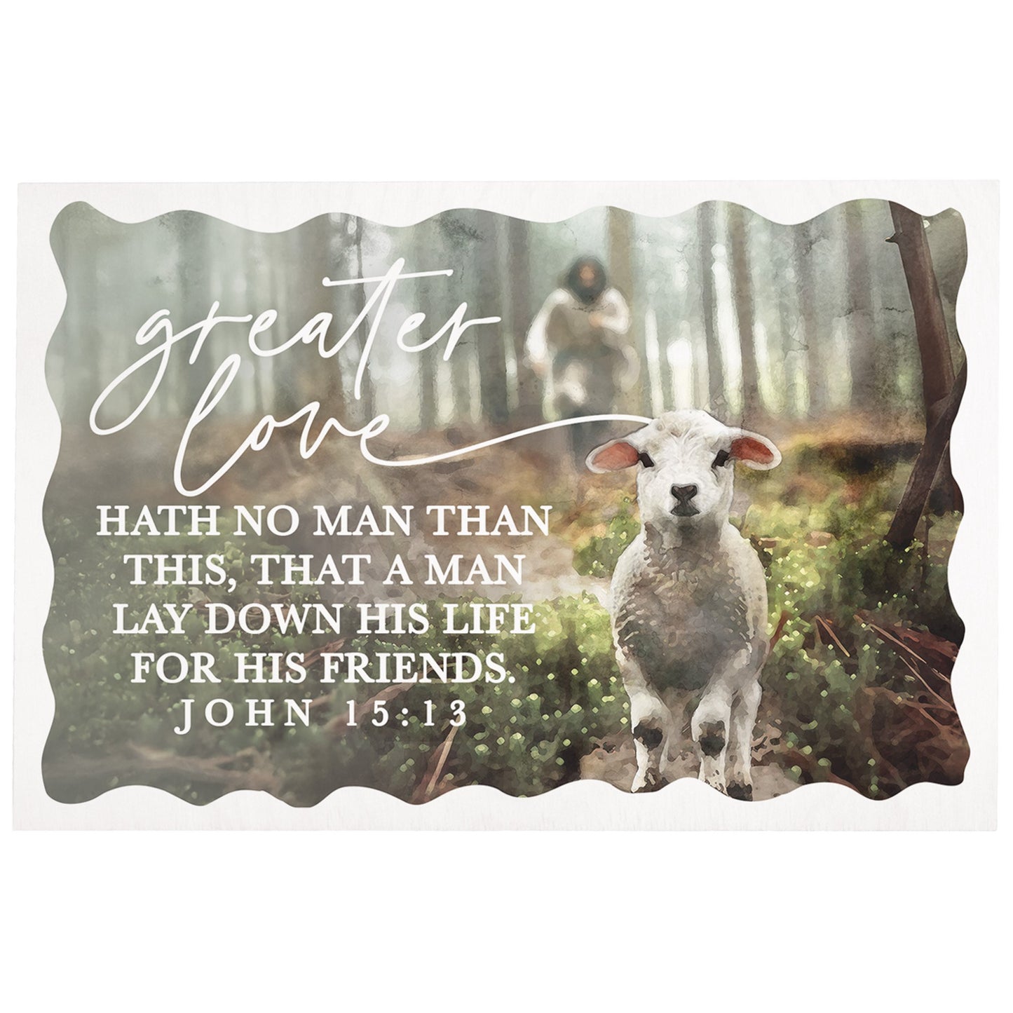 Wooden Postcard-Jesus Rescuing Lamb (4"" x 6"")