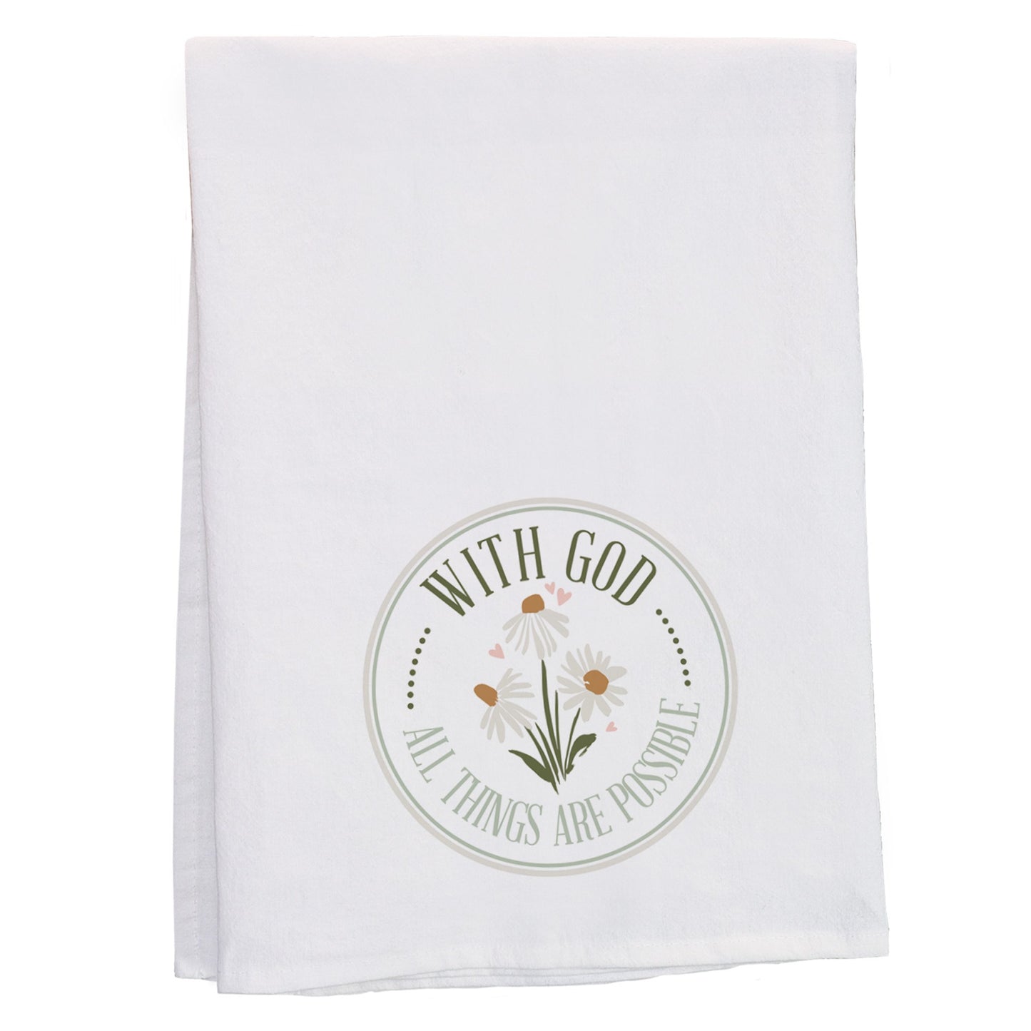 Tea Towel-With God Possible Daisies (29"" x 29"")