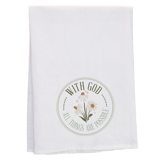 Tea Towel-With God Possible Daisies (29"" x 29"")