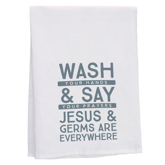 Tea Towel-Jesus & Germs (29"" x 29"")