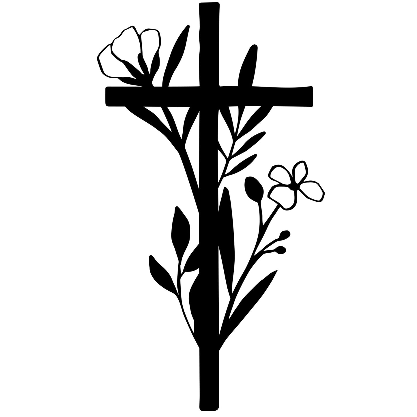 Vinyl Decal-Floral Cross (5"" x 5"")