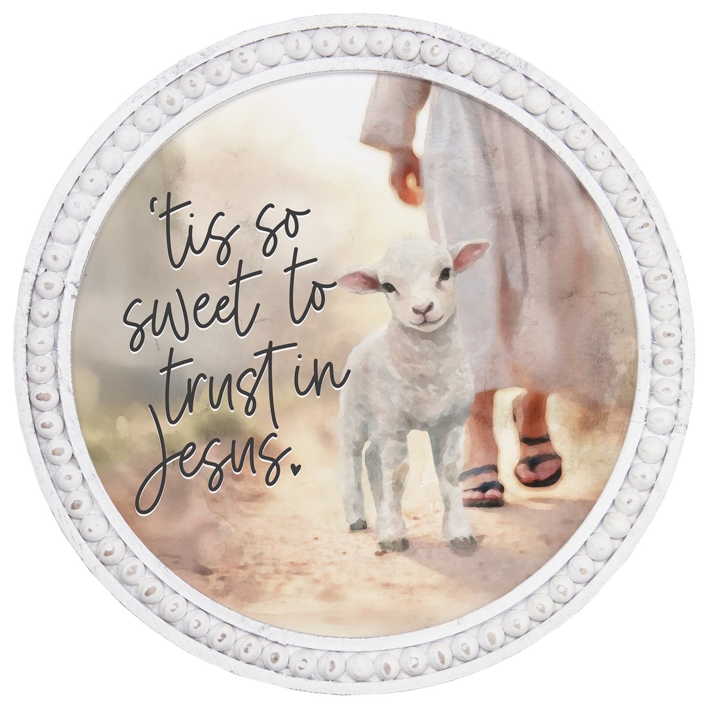 Beaded Art Round-Tis So Sweet Lamb (14"" x 14"")