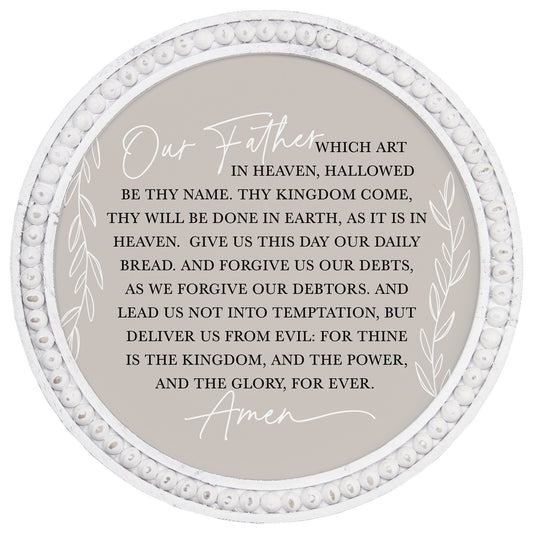 Beaded Art Round-Lord's Prayer Tan (14"" x 14"")