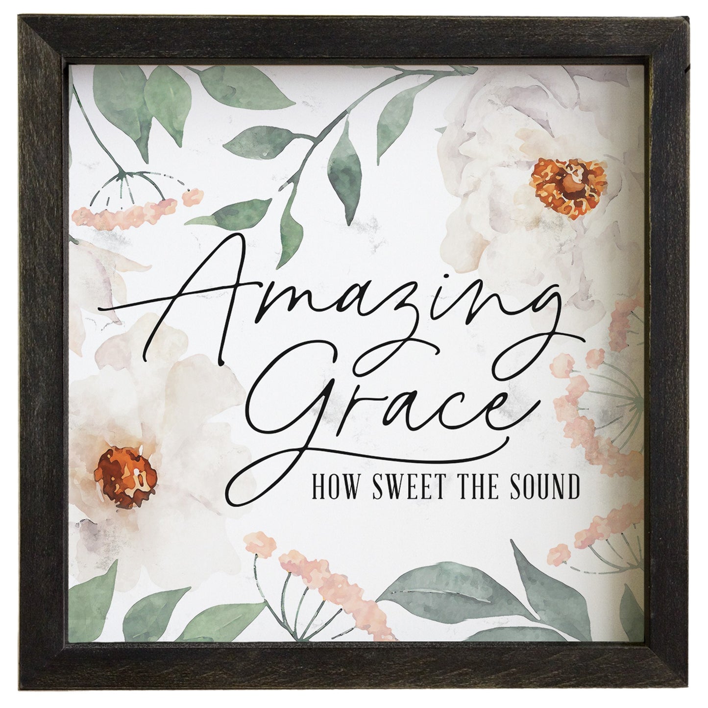 Rustic Frame-Amazing Grace Flowers (10"" x 10"")