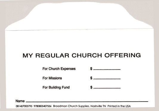 Offering Envelope-My Regular Church Offering 3 Fund Weekly (No. 3 Size) (Pack Of 100)