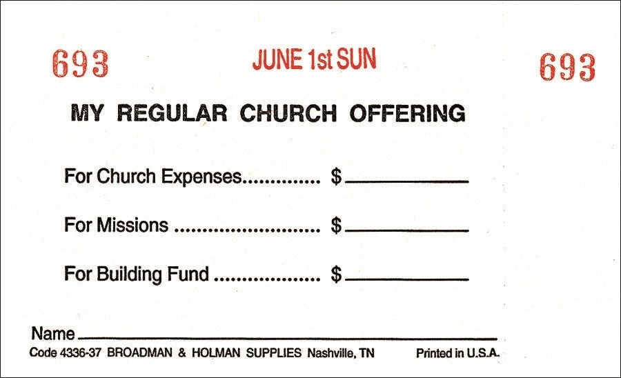 Offering Envelope-My Regular Church Offering 3 Fund Weekly w/o Six Point System (No. 3 Size) (Pack Of 53)