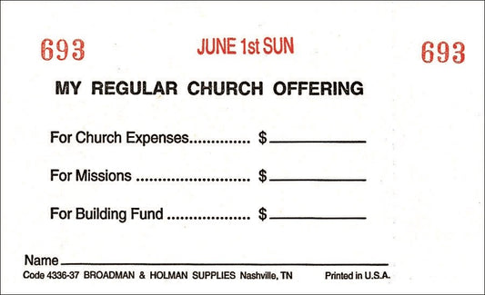 Offering Envelope-My Regular Church Offering 3 Fund Weekly w/o Six Point System (No. 3 Size) (Pack Of 53)