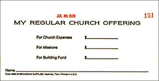 Offering Envelope-My Regular Church Offering 3 Fund Weekly w/o Six Point System (Bill-Size) (Pack Of 53)