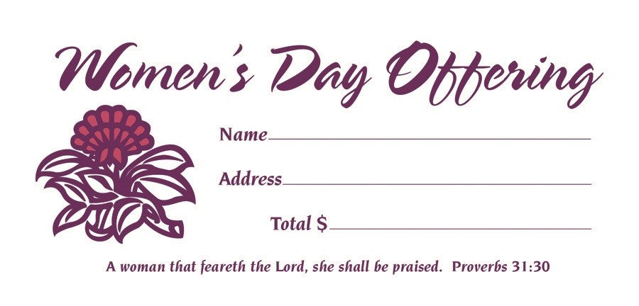 Offering Envelope-Women's Day Offering (Proverbs 31:30) (Bill-Size) (Pack Of 100)