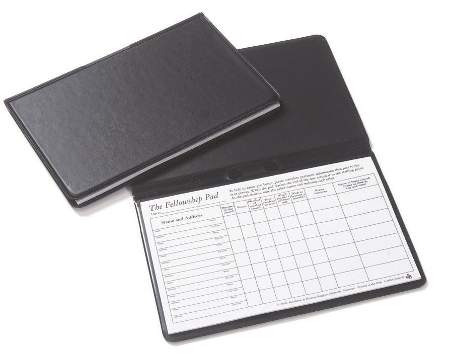 Attendance Pad-Fellowship Pad Holder-Black (Pack Of 5)