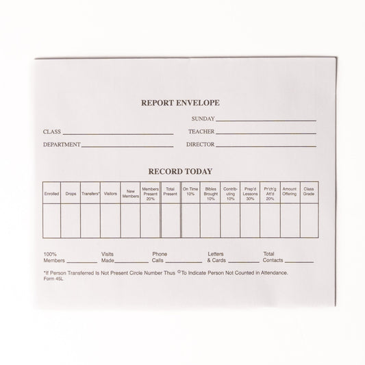 Form-Sunday School Report Envelope (Form 45L) (Pack Of 100)