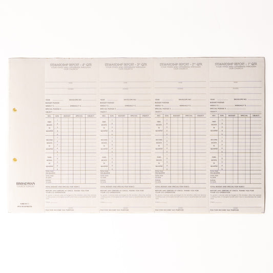 Finance-Individual Stewardship Record & Report w/IRS Statement (Form SR-11) (Pack Of 100)