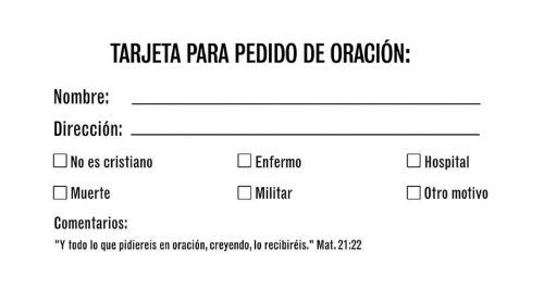Tarjeta para Pedido de Oracion (Visitor-Prayer Request Card (Pack Of 100))