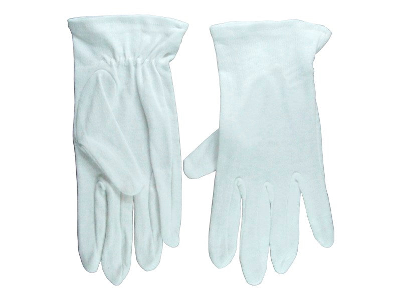 Gloves-Usher Solid White Cotton-Large