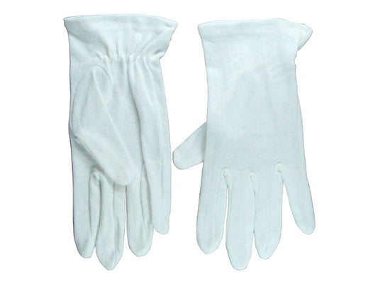 Gloves-Usher Solid White Cotton-Large