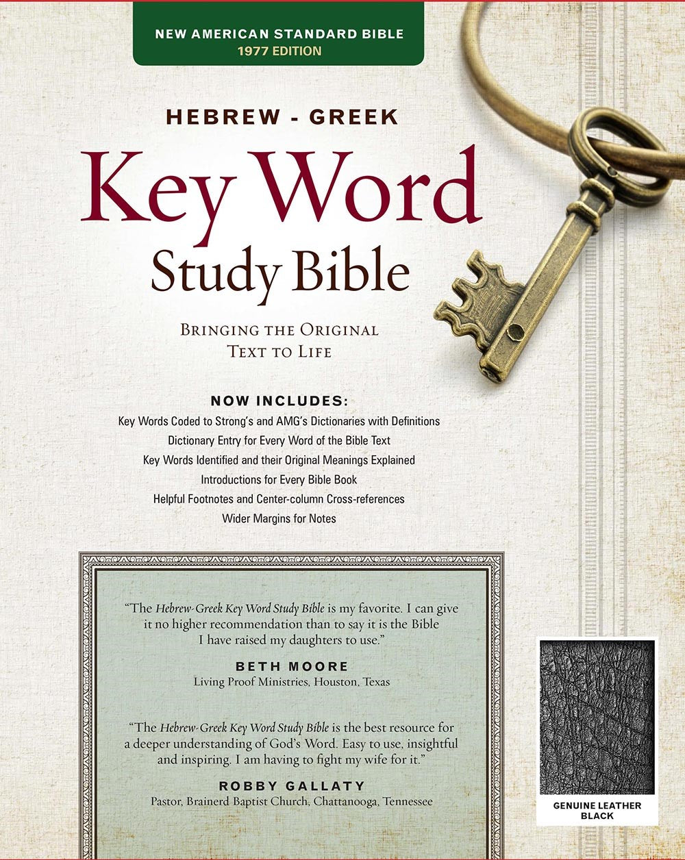 NASB 1977 Hebrew-Greek Key Word Study-Black Genuine Leather