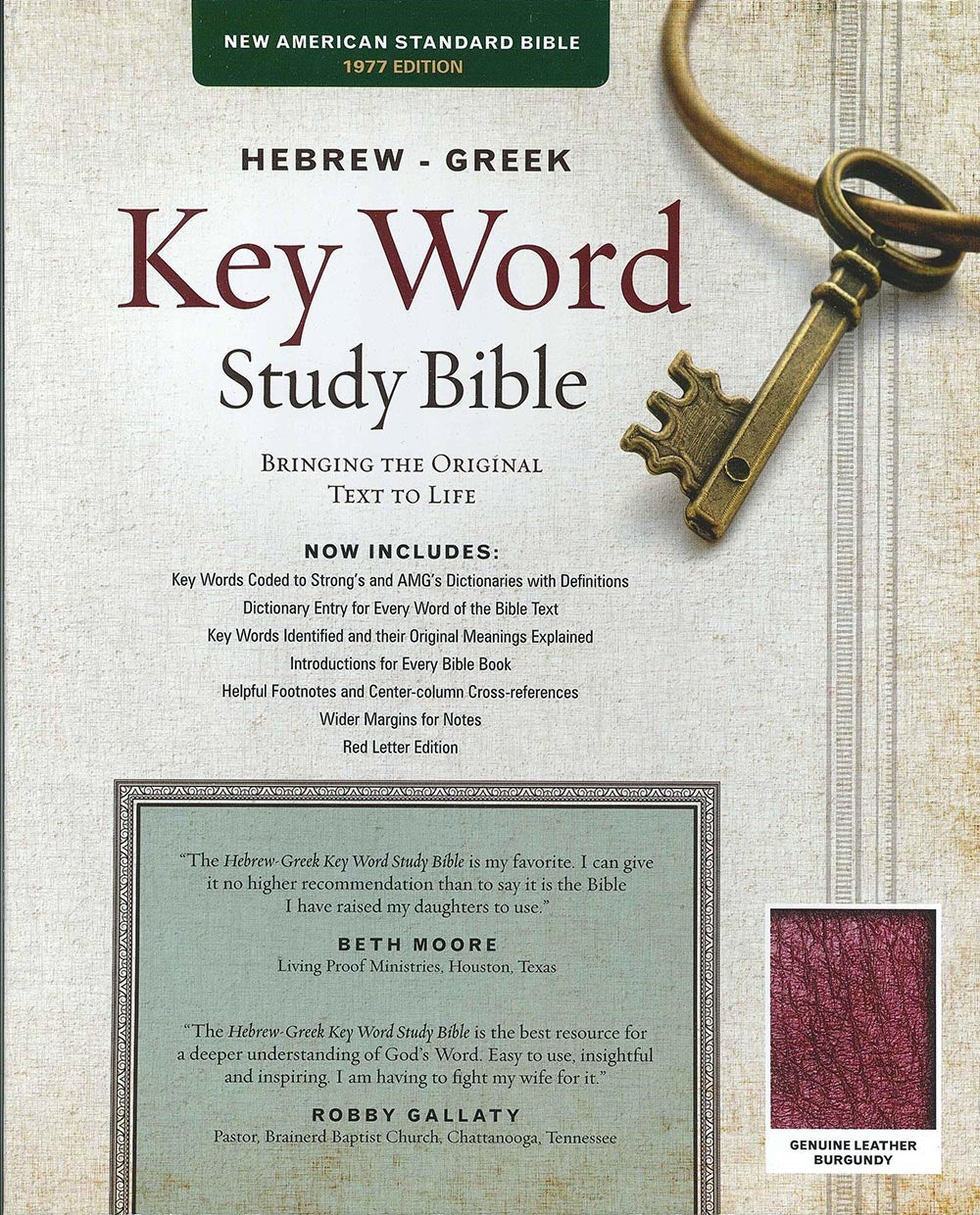 NASB 1977 Hebrew-Greek Key Word Study-Burgundy Genuine Leather