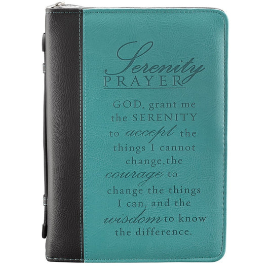 Bible Cover-Serenity-Black/Aqua Two Tone Luxleather-LRG
