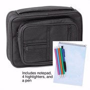 Bible Cover-Canvas Organizer W/Study Kit-Black-LRG