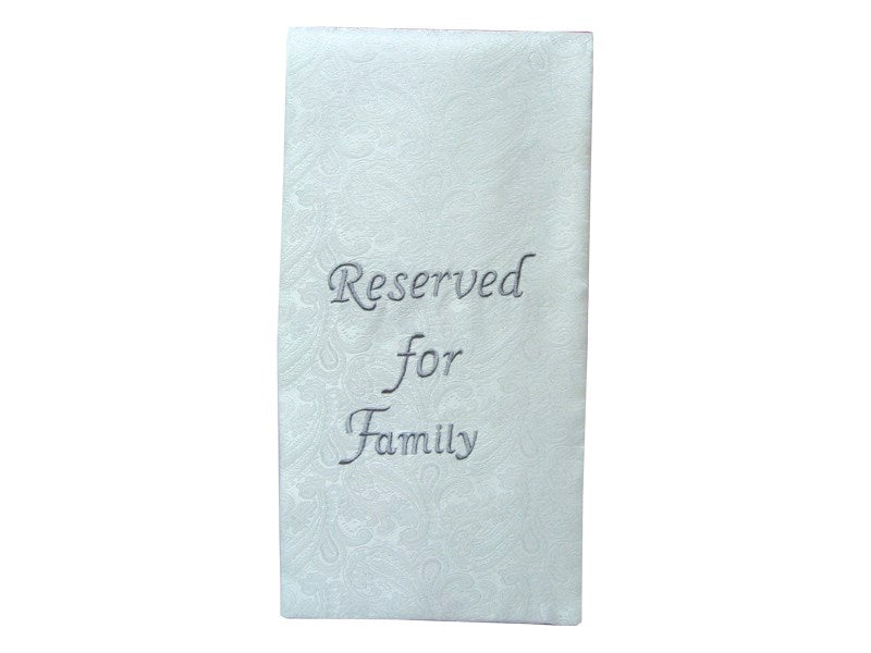 Pew Sash-Reserved For Family-White/Silver