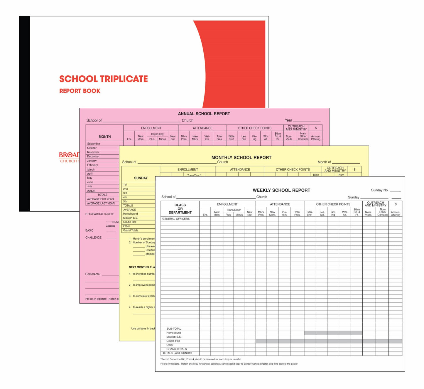 Form-Sunday School Triplicate Report Book (Form 181-S)