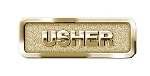 Badge-Usher-Magnetic Back-Brass (2-1/16" x 2/3")