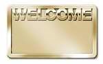 Badge-Welcome w/Bold Lettering-Magnetic Back-Brass (3-2/3" x 2-1/16")