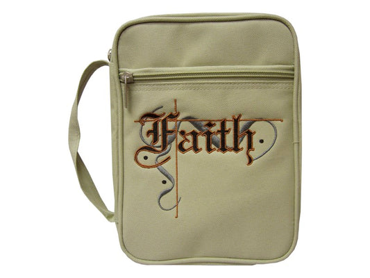 Bible Cover-Canvas-Faith-Tan/Multi-MED