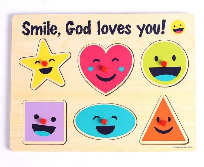Peg Puzzle-Smile Shapes (6 Pieces)