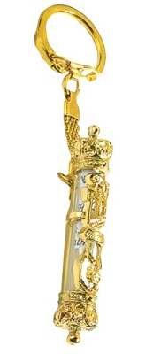 Key Chain-Mezuzah w/Parchment-Goldtone (#4558)