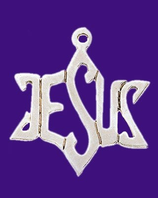 Necklace-Jesus Star Shaped (English) (Sterling Silver)-20" Chain (#9530)