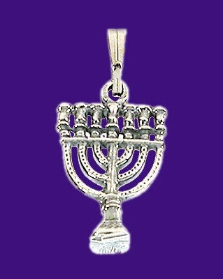 Necklace-Menorah (Sterling Silver)-20" Chain (#9523)