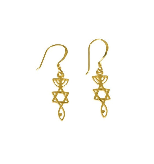 Earring-Messianic Seal Roots Symbol (Gold Plated) (#9301)