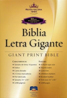 RVR 1960 Biblia Letra Gigante (Giant Print Bible)-Black Imitation Leather Indexed