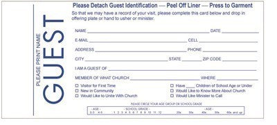 Guest Card-w/Name Tag (Pack Of 100)