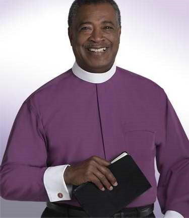 Clerical Shirt-Long Sleeve Banded Collar & French Cuff-17x32/33-Purple