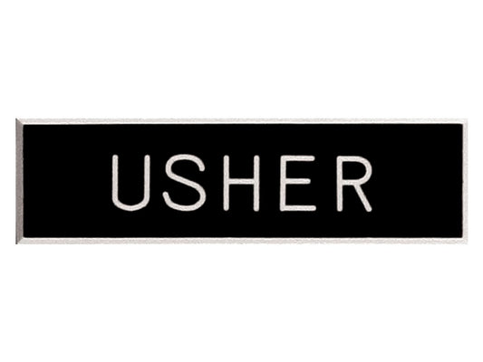 Badge-Usher-Pin Back (5/8 x 2)-Plastic