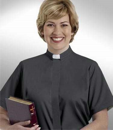 Clergy Shirt-Women-Short Sleeve Tab Collar-Size 16-Black